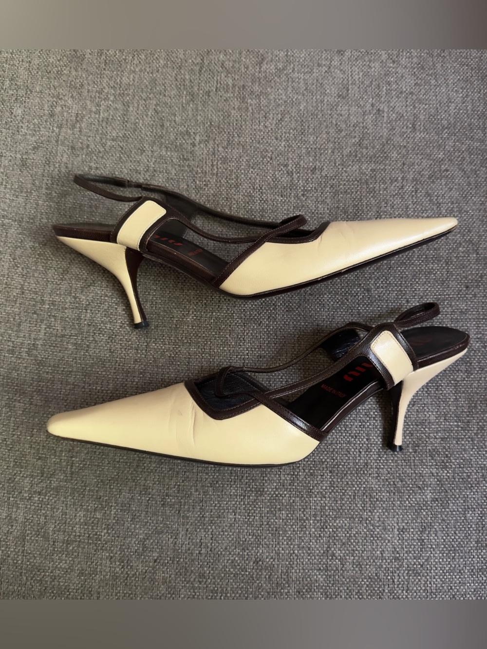 Vintage Miu Miu beige & brown heels - Picture 5 of 9